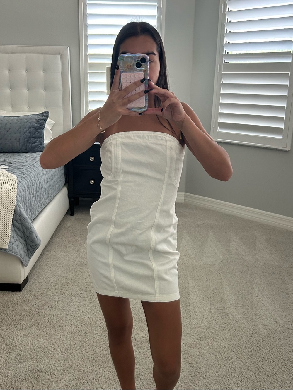 Strapless White Bodycon Mini Dress